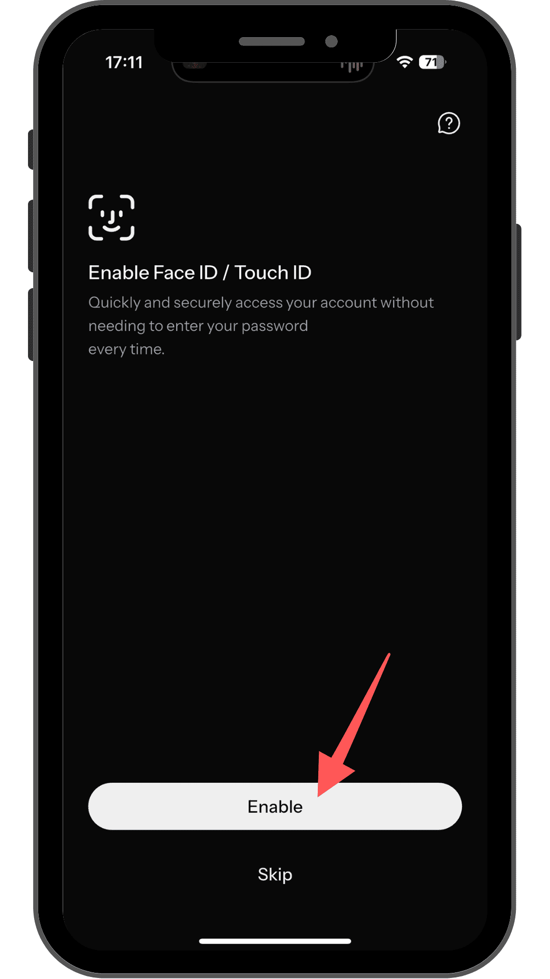 Face IDまたはTouch IDを有効にする
